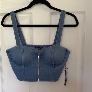 Haute Monde Denim Blue Crop Top